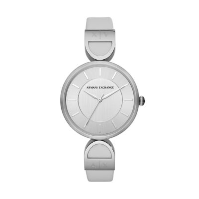 Armani Exchange Three-Hand Matte Gray Leather Watch - AX5329