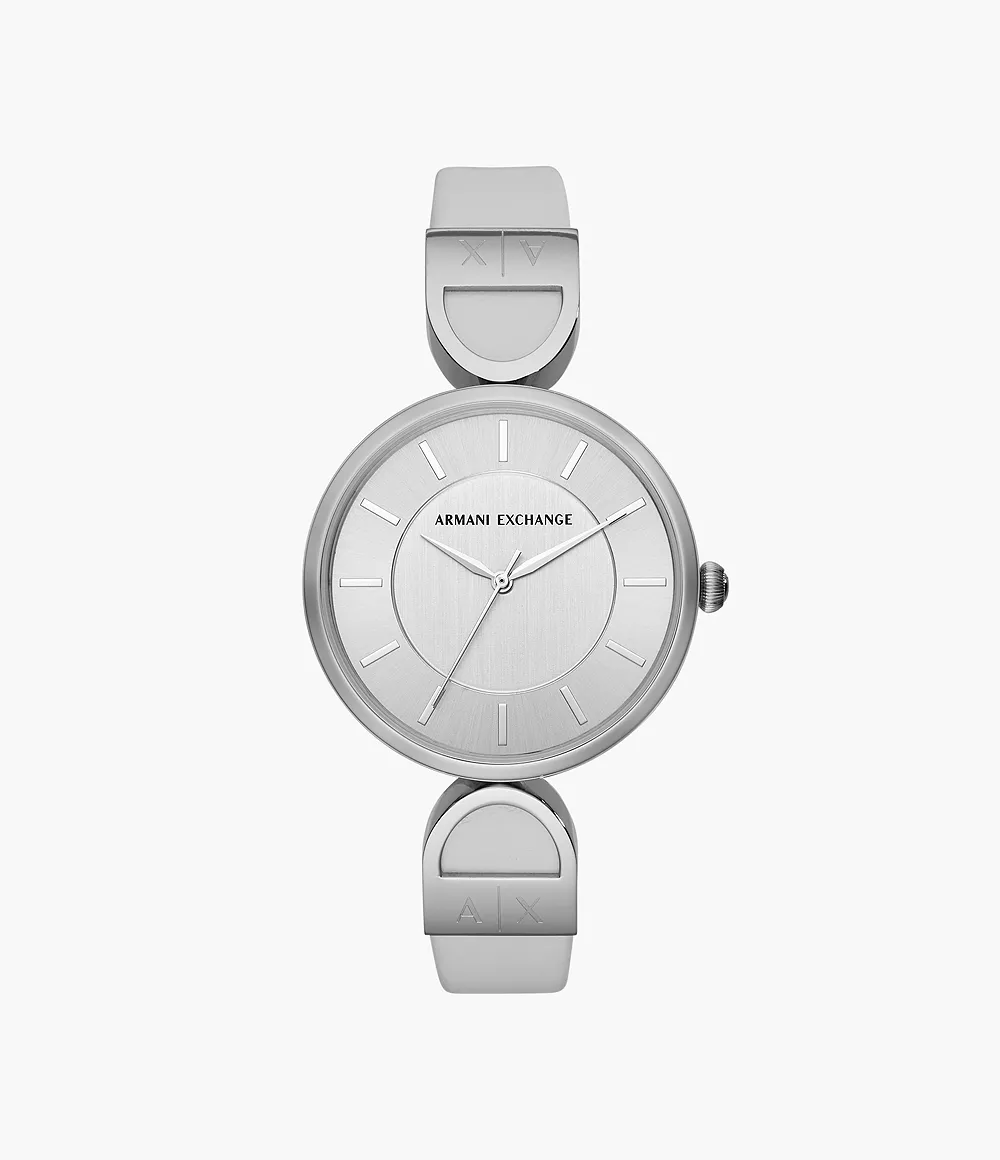 Armani Exchange Three-Hand Matte Gray Leather Watch - AX5329 - Watch Station