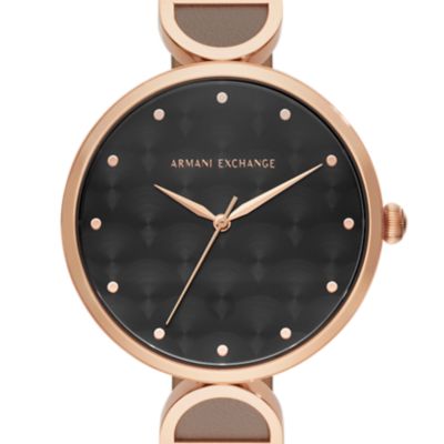 Armani Exchange Three-Hand Matte Gray Leather Watch