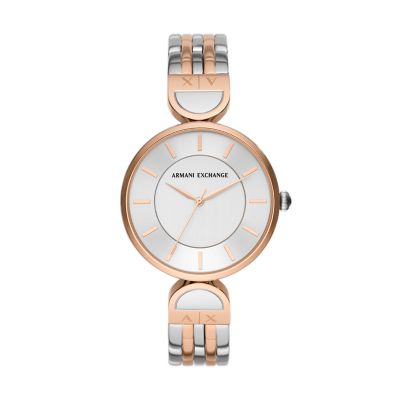 Armani Exchange Women's Three-Hand Two-Tone Stainless Steel Watch - Rose Gold / Silver