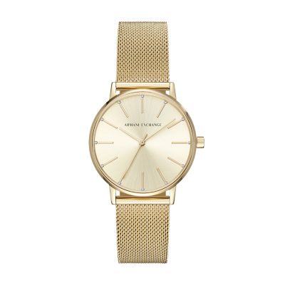 Gold-Tone Exchange Watch Station AX5536 - Armani - Mesh Stainless Three-Hand Watch Steel