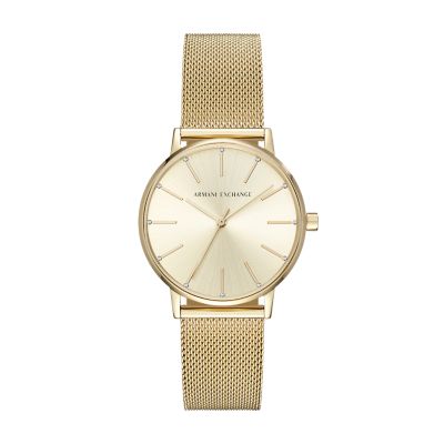 Armani Exchange Three-Hand Gold-Tone 