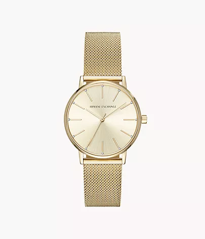 Armani Exchange Three-Hand Gold-Tone Stainless Steel Mesh Watch - AX5536 -  Watch Station