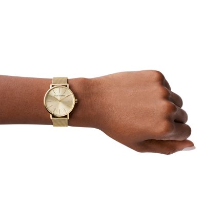 Armani Exchange Three-Hand Gold-Tone Stainless Steel Mesh Watch - AX5536 -  Watch Station | Quarzuhren