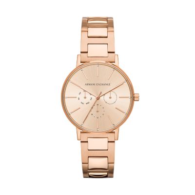 armani exchange rose gold womens watch