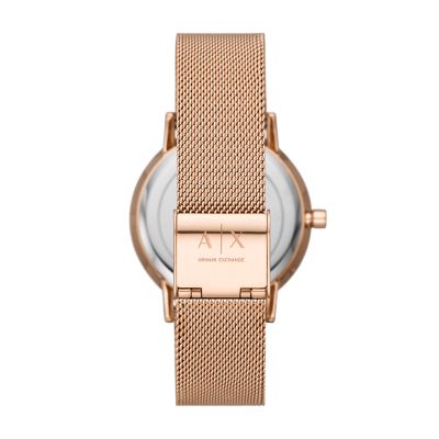 Armani rose hotsell gold mesh watch