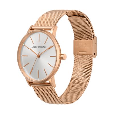 Armani rose deals gold mesh watch