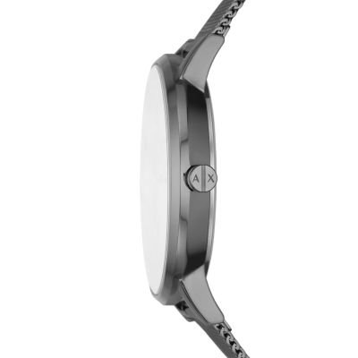 Armani Exchange Three-Hand Gunmetal-Tone Stainless Steel Mesh