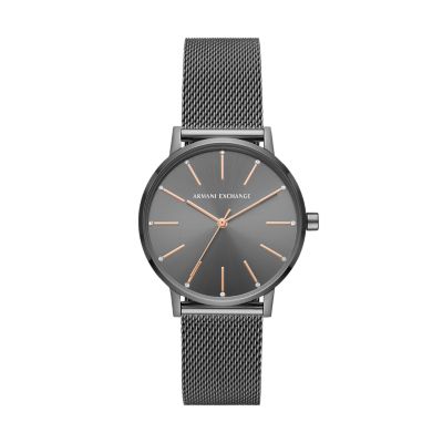 Steel Watch Rose Gold-Tone Mesh Stainless Watch Armani - - Station Three-Hand AX5573 Exchange