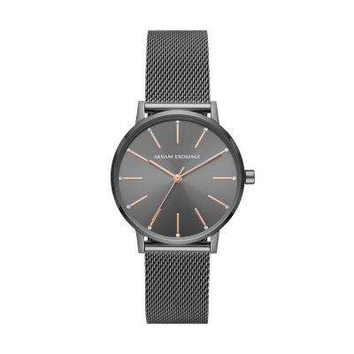 Armani Exchange Three-Hand Rose Gold-Tone Stainless Steel Mesh Watch -  AX5573 - Watch Station