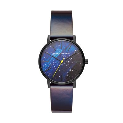 Armani Exchange Three-Hand Blue Leather Watch - AX5576 - Watch Station