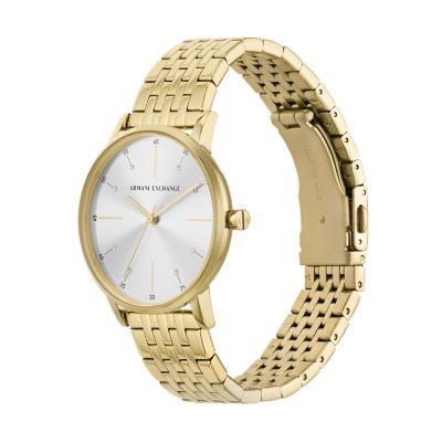 Armani Exchange Three-Hand Gold-Tone Stainless Steel Watch