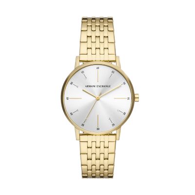 Armani Exchange Three-Hand Gold-Tone Stainless Steel Watch