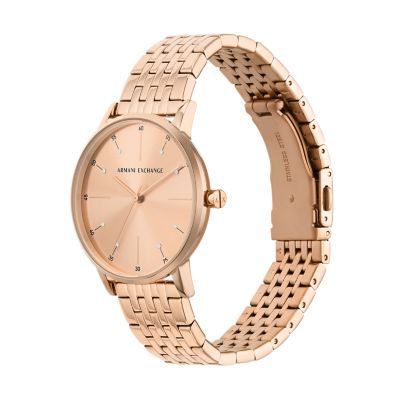 Armani Exchange Three-Hand Gold-Tone Stainless Steel Watch