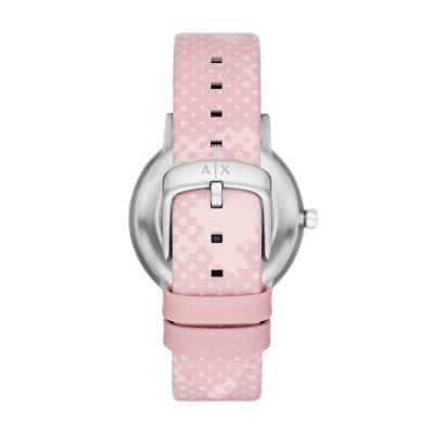 Armani Exchange Three-Hand Pink Leather Watch - AX5590 - Watch Station