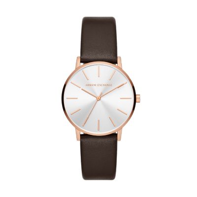 Armani Exchange Three-Hand Pink Leather Watch - AX5590 - Watch Station