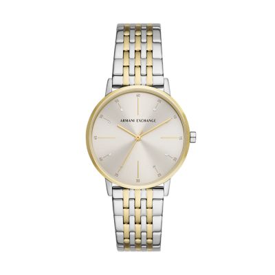 Armani Exchange Three-Hand Gold-Tone Stainless Steel Watch