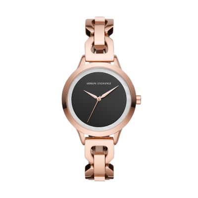 armani watch mens black rose gold