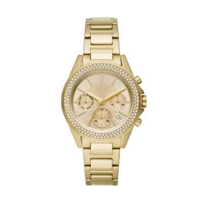 armani exchange gold tone watch