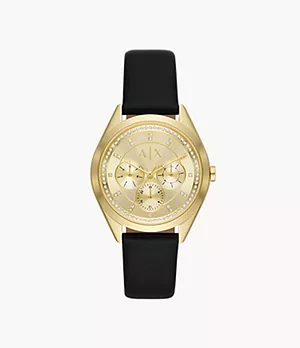 Armani Exchange Uhr Multifunktionswerk Leder schwarz