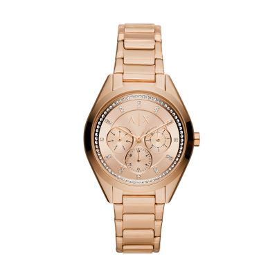 Armani Exchange Multifunction Rose Gold-Tone Stainless Steel Watch