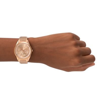 Armani Exchange Multifunction Rose Gold-Tone Stainless Steel Watch