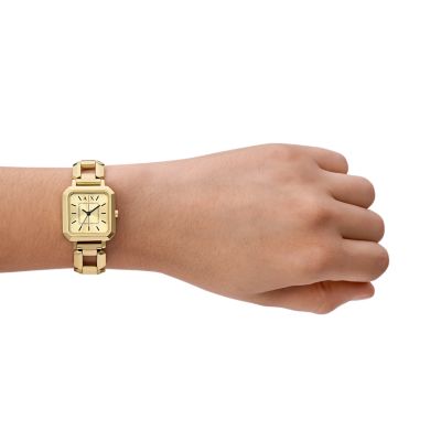 Armani Exchange Three-Hand Gold-Tone Stainless Steel Watch
