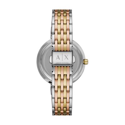 Armani Exchange Three-Hand Tri-Tone Stainless Steel Watch - AX5911