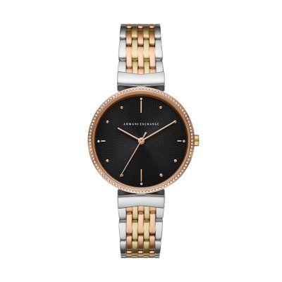 Armani Exchange Three-Hand Gold-Tone Stainless Steel Watch