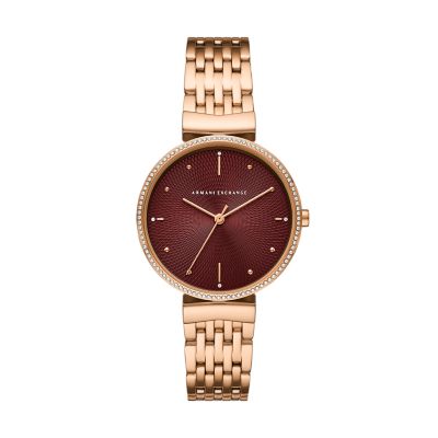 Armani Exchange Women's Three-Hand Rose Gold-Tone Stainless Steel Watch - Rose Gold