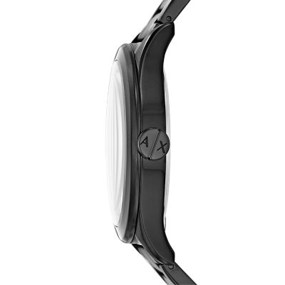 Set and AX7102 Watch Watch - Steel Black Station Bracelet Stainless Gift Exchange Three-Hand Armani -