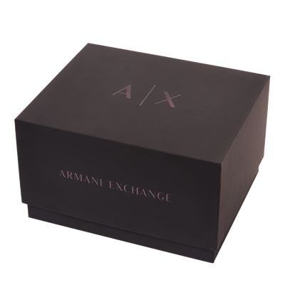 Armani Exchange Three-Hand Black Stainless Steel Watch and Bracelet Gift Set  - AX7102 - Watch Station