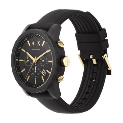Uhr schwarz Silikon Armani Exchange Chronograph Geschenkset Watch Kofferanhänger - AX7105 - Station