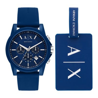 Armani Exchange Chronograph Black Silicone Watch - - AX1344 Watch Station