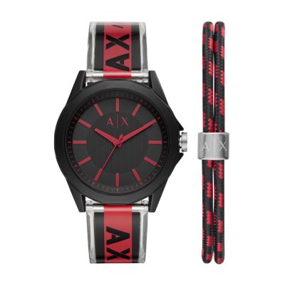 armani exchange red watch