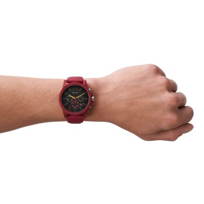 Exchange Tag - Red Gift Station Armani Watch Chronograph AX7125 Set Luggage Silicone - and Watch