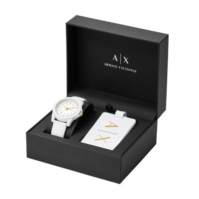 Exchange White Tag Watch AX7126 - Silicone Station - Three-Hand Watch Luggage Gift Armani and Set