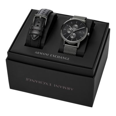 Armani Exchange Multifunction Gunmetal-Tone Stainless Steel Mesh Watch Gift  Set - AX7129SET - Watch Station