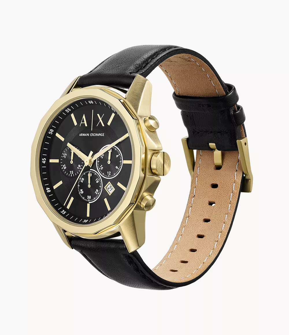 Armani Exchange Chronograph Black Leather Watch Gift Set - AX7133SET - Watch  Station