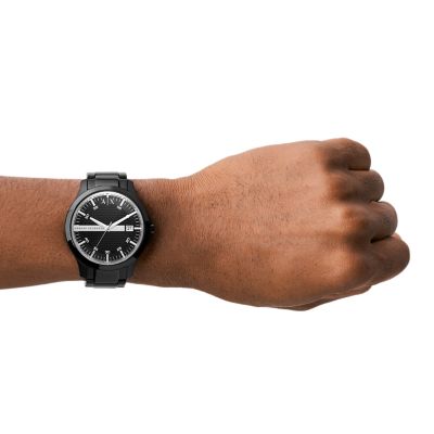 Armani Exchange Geschenkset Uhr 3-Zeiger-Werk Datum Edelstahl schwarz  Armband - AX7134SET - Watch Station