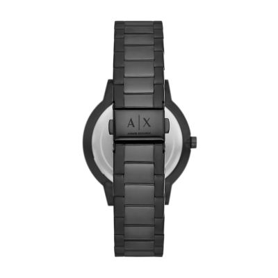 Armani Exchange Three-Hand Black Stainless Steel Watch and