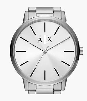 Armani Exchange Three-Hand Stainless Steel Watch and Bracelet Gift Set
