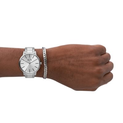 Armani Exchange Three-Hand Stainless Steel Watch and Bracelet Gift Set -  AX7138SET - Watch Station | Quarzuhren
