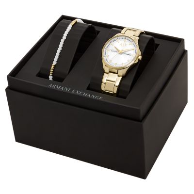 Armani Exchange Three-Hand Gold-Tone Stainless Steel Watch and