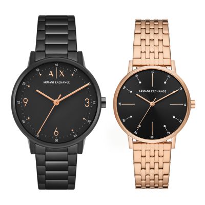 Black and rose gold armani outlet watch