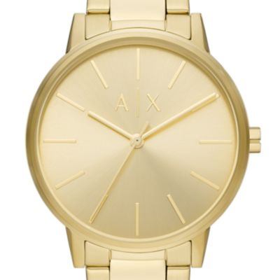 Armani Exchange Set Uhr 3-Zeiger-Werk Edelstahl goldfarben Armband Edelstahl goldfarben