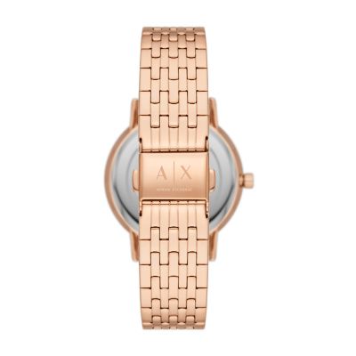 Armani Exchange Set Uhr 3-Zeiger-Werk Edelstahl roségoldfarben Kette  Edelstahl roségoldfarben - AX7145SET - Watch Station