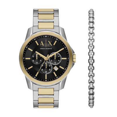 Station Watch Bracelet Chronograph - - AX7148SET Set Armani Steel Watch Exchange Stainless and Two-Tone