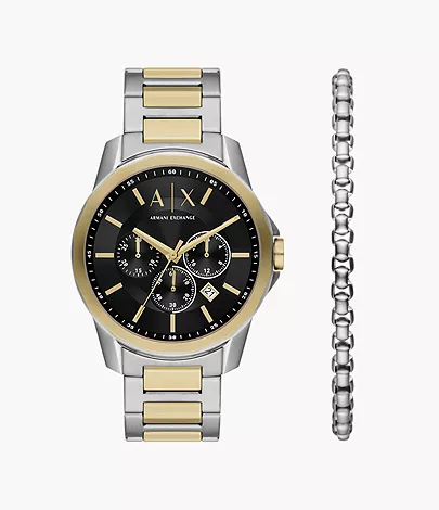 Armani Exchange Chronograph Two-Tone Stainless Steel Watch and Bracelet Set  - AX7148SET - Watch Station
