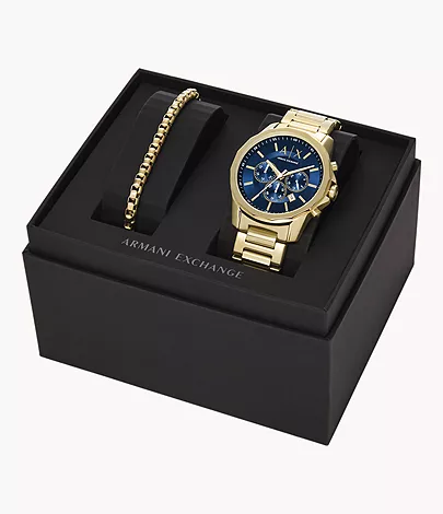 Armani Exchange Chronograph Gold-Tone Stainless Steel Watch and Bracelet  Set - AX7151SET - Watch Station